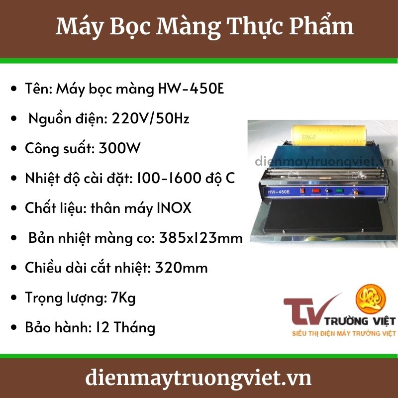 Thông số kỹ thuật máy bọc màng thực phẩm Thông số kỹ thuật máy bọc màng thực phẩm